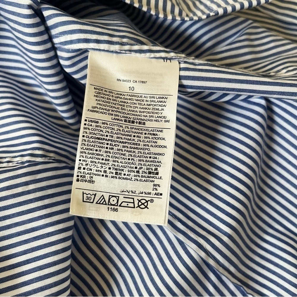 Banana Republic Factory Fitted Non-Iron Striped Sleeveless Shirt Size 10 View 4